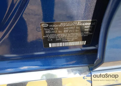 2015 Hyundai Sonata Sport from USA, damaged, VIN 5NPE34AF5FH126941